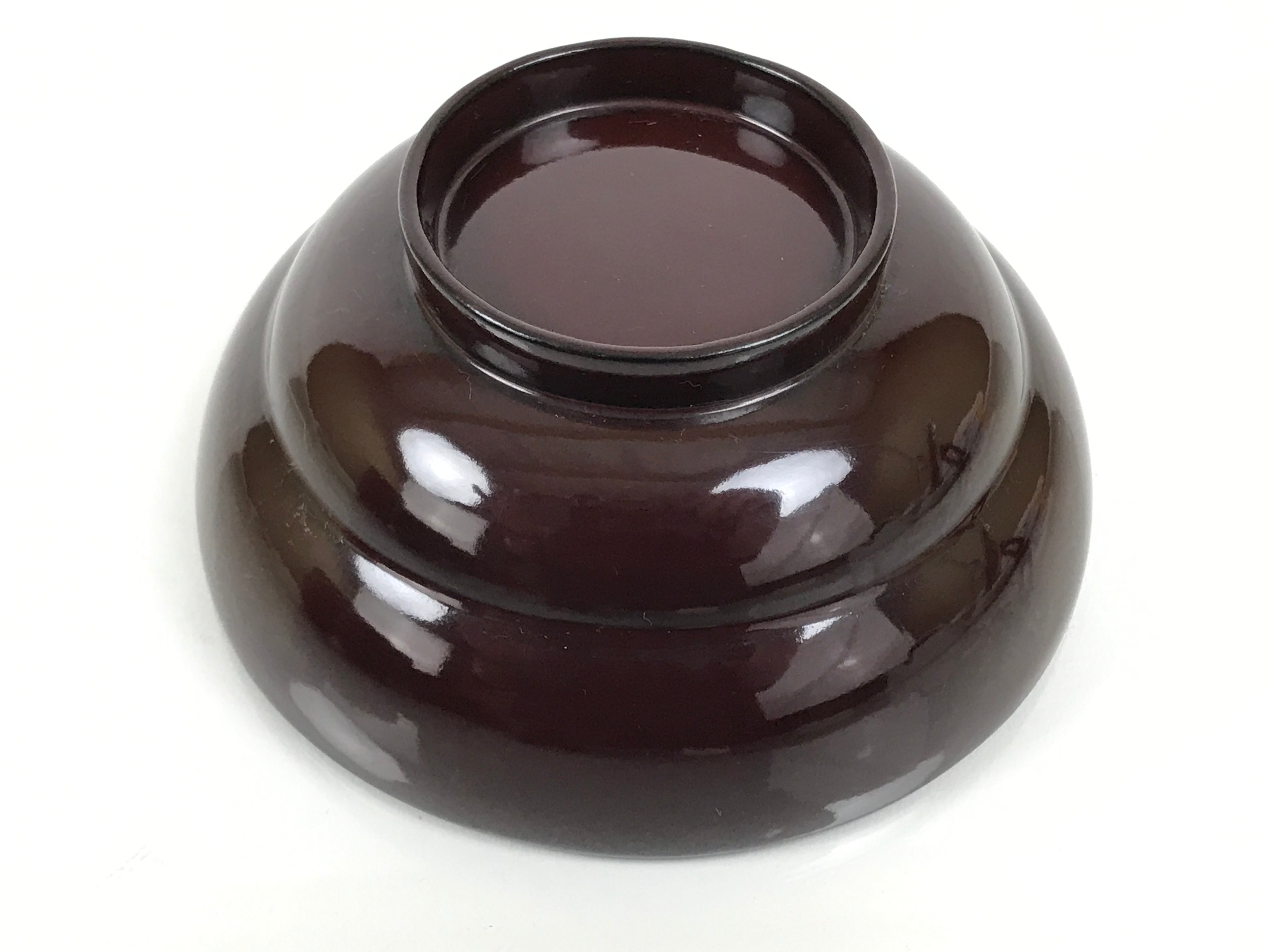 Japanese Lacquered Wooden Lidded Bowl Soup Owan Vtg Simple Brown Red LB200-KT - Bowl-chidorivintage.com