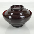 Japanese Lacquered Wooden Lidded Bowl Soup Owan Vtg Simple Brown Red LB201-KT - Bowl-chidorivintage.com