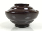 Japanese Lacquered Wooden Lidded Bowl Soup Owan Vtg Simple Brown Red LB201-KT - Bowl-chidorivintage.com