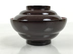 Japanese Lacquered Wooden Lidded Bowl Soup Owan Vtg Simple Brown Red LB201-KT - Bowl-chidorivintage.com