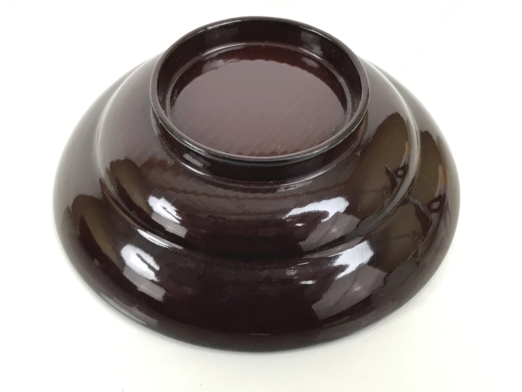 Japanese Lacquered Wooden Lidded Bowl Soup Owan Vtg Simple Brown Red LB201-KT - Bowl-chidorivintage.com