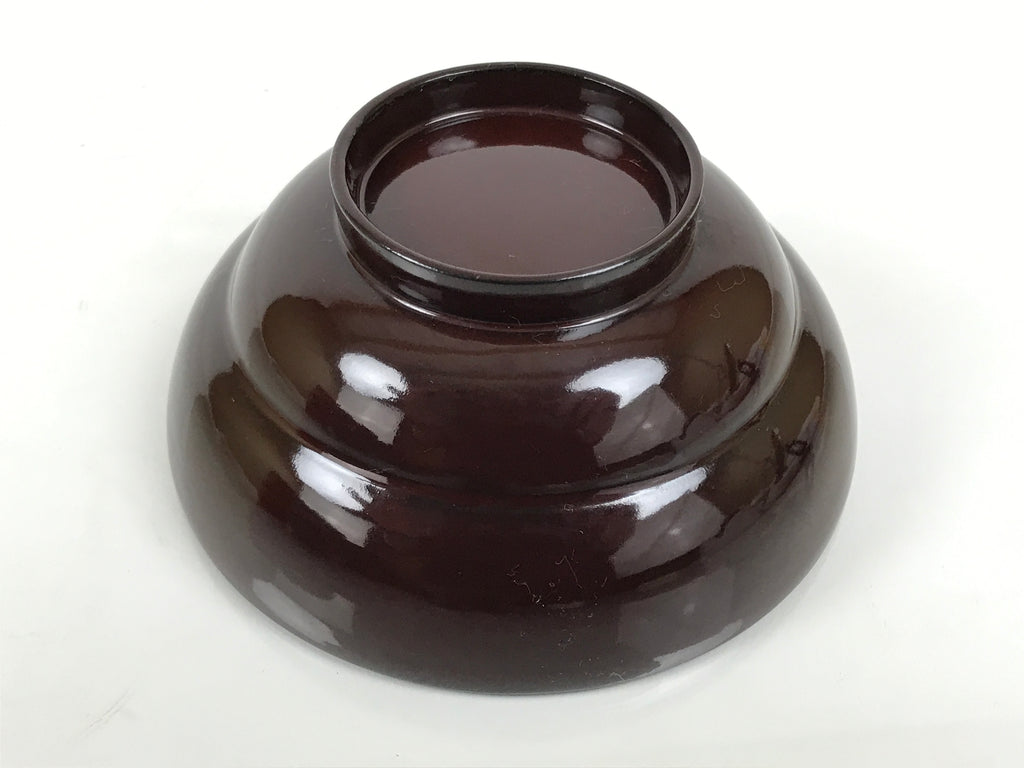 Japanese Lacquered Wooden Lidded Bowl Soup Owan Vtg Simple Brown Red LB201-KT - Bowl-chidorivintage.com