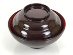 Japanese Lacquered Wooden Lidded Bowl Soup Owan Vtg Simple Brown Red LB202-KT - Bowl-chidorivintage.com
