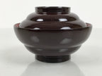 Japanese Lacquered Wooden Lidded Bowl Soup Owan Vtg Simple Brown Red LB202-KT - Bowl-chidorivintage.com