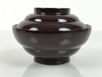 Japanese Lacquered Wooden Lidded Bowl Soup Owan Vtg Simple Brown Red LB202-KT - Bowl-chidorivintage.com