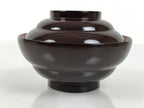 Japanese Lacquered Wooden Lidded Bowl Soup Owan Vtg Simple Brown Red LB202-KT - Bowl-chidorivintage.com
