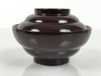 Japanese Lacquered Wooden Lidded Bowl Soup Owan Vtg Simple Brown Red LB202-KT - Bowl-chidorivintage.com
