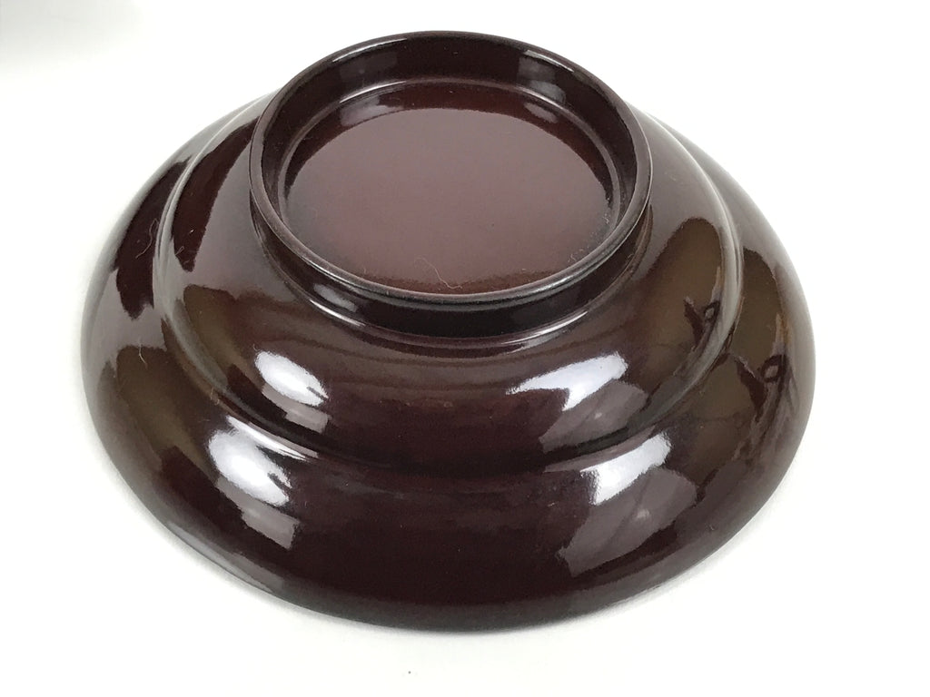 Japanese Lacquered Wooden Lidded Bowl Soup Owan Vtg Simple Brown Red LB202-KT - Bowl-chidorivintage.com