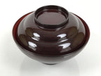 Japanese Lacquered Wooden Lidded Bowl Soup Owan Vtg Simple Brown Red LB203-KT - Bowl-chidorivintage.com