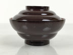 Japanese Lacquered Wooden Lidded Bowl Soup Owan Vtg Simple Brown Red LB203-KT - Bowl-chidorivintage.com