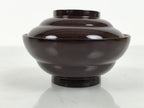 Japanese Lacquered Wooden Lidded Bowl Soup Owan Vtg Simple Brown Red LB203-KT - Bowl-chidorivintage.com