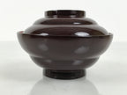 Japanese Lacquered Wooden Lidded Bowl Soup Owan Vtg Simple Brown Red LB203-KT - Bowl-chidorivintage.com