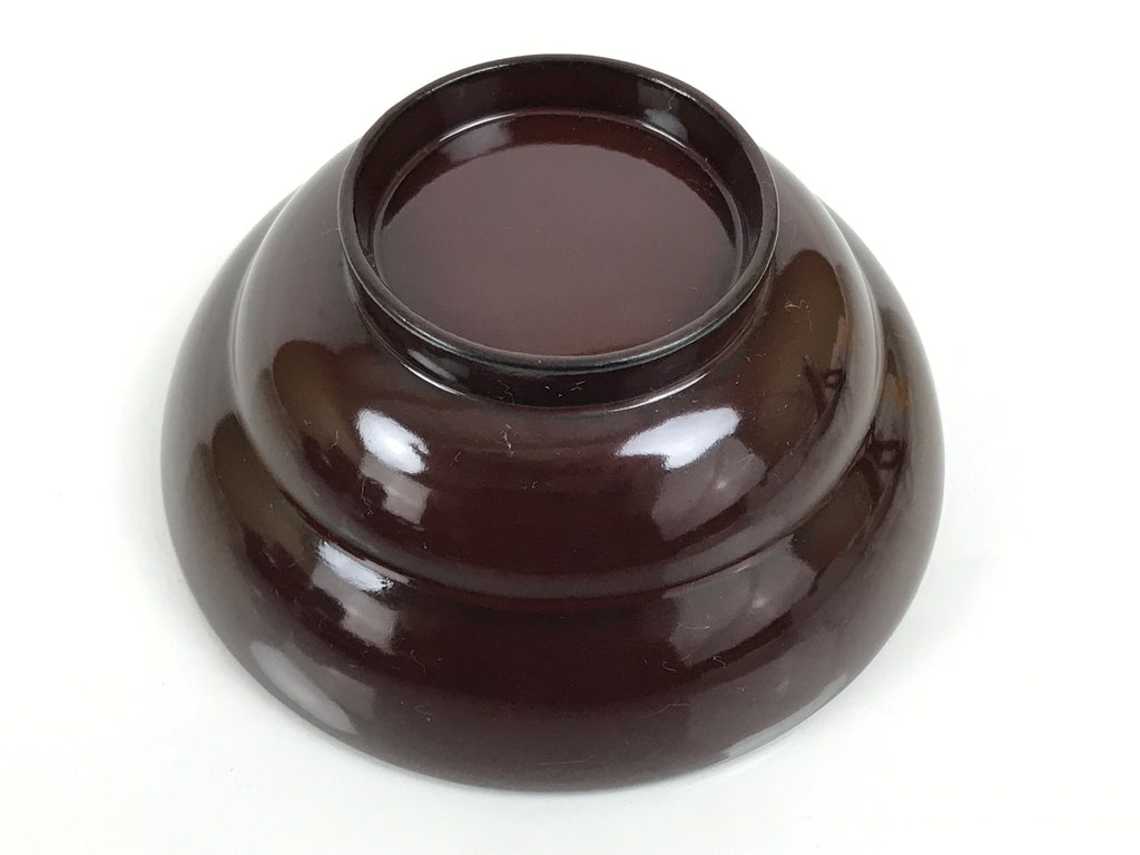 Japanese Lacquered Wooden Lidded Bowl Soup Owan Vtg Simple Brown Red LB203-KT - Bowl-chidorivintage.com