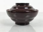 Japanese Lacquered Wooden Lidded Bowl Soup Owan Vtg Simple Brown Red LB204-KT - Bowl-chidorivintage.com