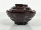 Japanese Lacquered Wooden Lidded Bowl Soup Owan Vtg Simple Brown Red LB204-KT - Bowl-chidorivintage.com