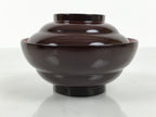 Japanese Lacquered Wooden Lidded Bowl Soup Owan Vtg Simple Brown Red LB204-KT - Bowl-chidorivintage.com