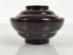 Japanese Lacquered Wooden Lidded Bowl Soup Owan Vtg Simple Brown Red LB204-KT - Bowl-chidorivintage.com