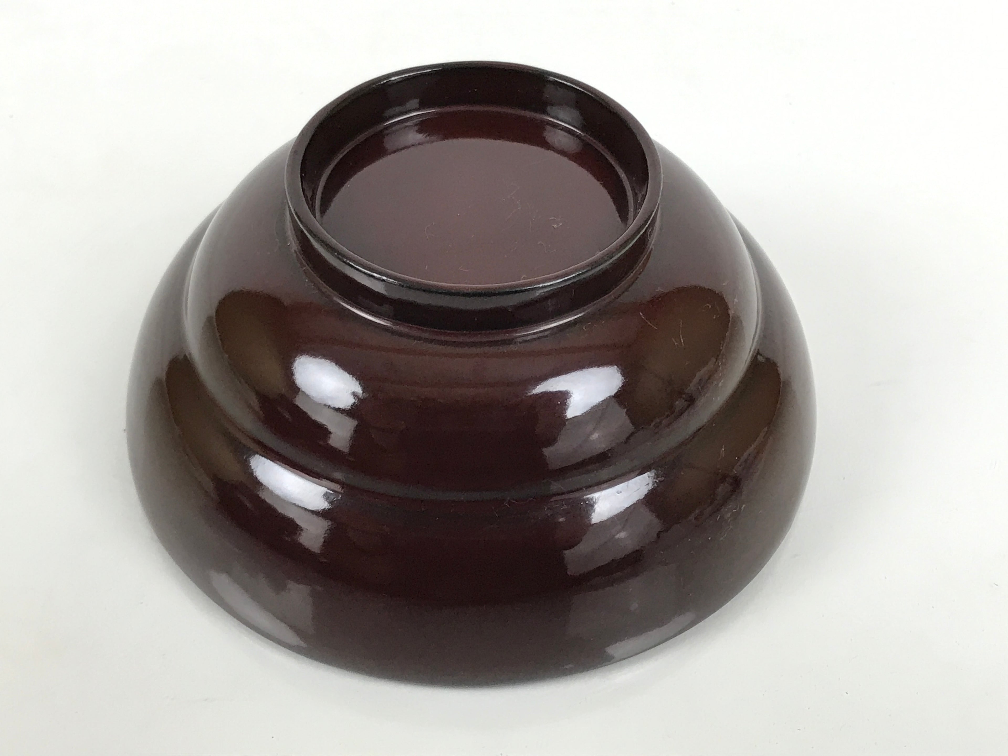 Japanese Lacquered Wooden Lidded Bowl Soup Owan Vtg Simple Brown Red LB204-KT - Bowl-chidorivintage.com