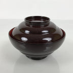 Japanese Lacquered Wooden Lidded Bowl Soup Owan Vtg Simple Brown Red LB205-KT - Bowl-chidorivintage.com