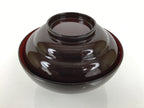 Japanese Lacquered Wooden Lidded Bowl Soup Owan Vtg Simple Brown Red LB205-KT - Bowl-chidorivintage.com