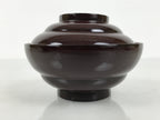 Japanese Lacquered Wooden Lidded Bowl Soup Owan Vtg Simple Brown Red LB205-KT - Bowl-chidorivintage.com