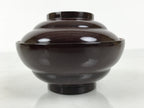 Japanese Lacquered Wooden Lidded Bowl Soup Owan Vtg Simple Brown Red LB205-KT - Bowl-chidorivintage.com