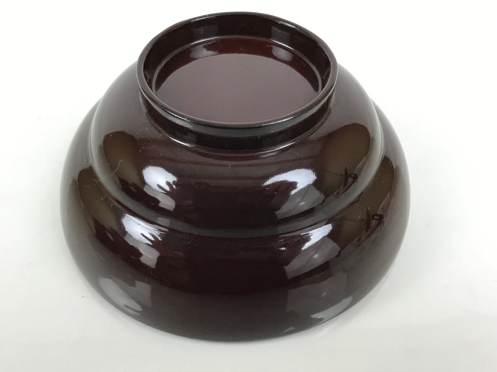 Japanese Lacquered Wooden Lidded Bowl Soup Owan Vtg Simple Brown Red LB205-KT - Bowl-chidorivintage.com