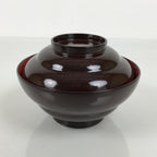 Japanese Lacquered Wooden Lidded Bowl Soup Owan Vtg Simple Brown Red LB206-KT - Bowl-chidorivintage.com