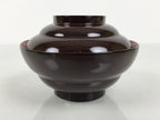Japanese Lacquered Wooden Lidded Bowl Soup Owan Vtg Simple Brown Red LB206-KT - Bowl-chidorivintage.com