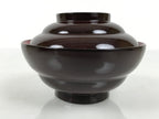 Japanese Lacquered Wooden Lidded Bowl Soup Owan Vtg Simple Brown Red LB206-KT - Bowl-chidorivintage.com
