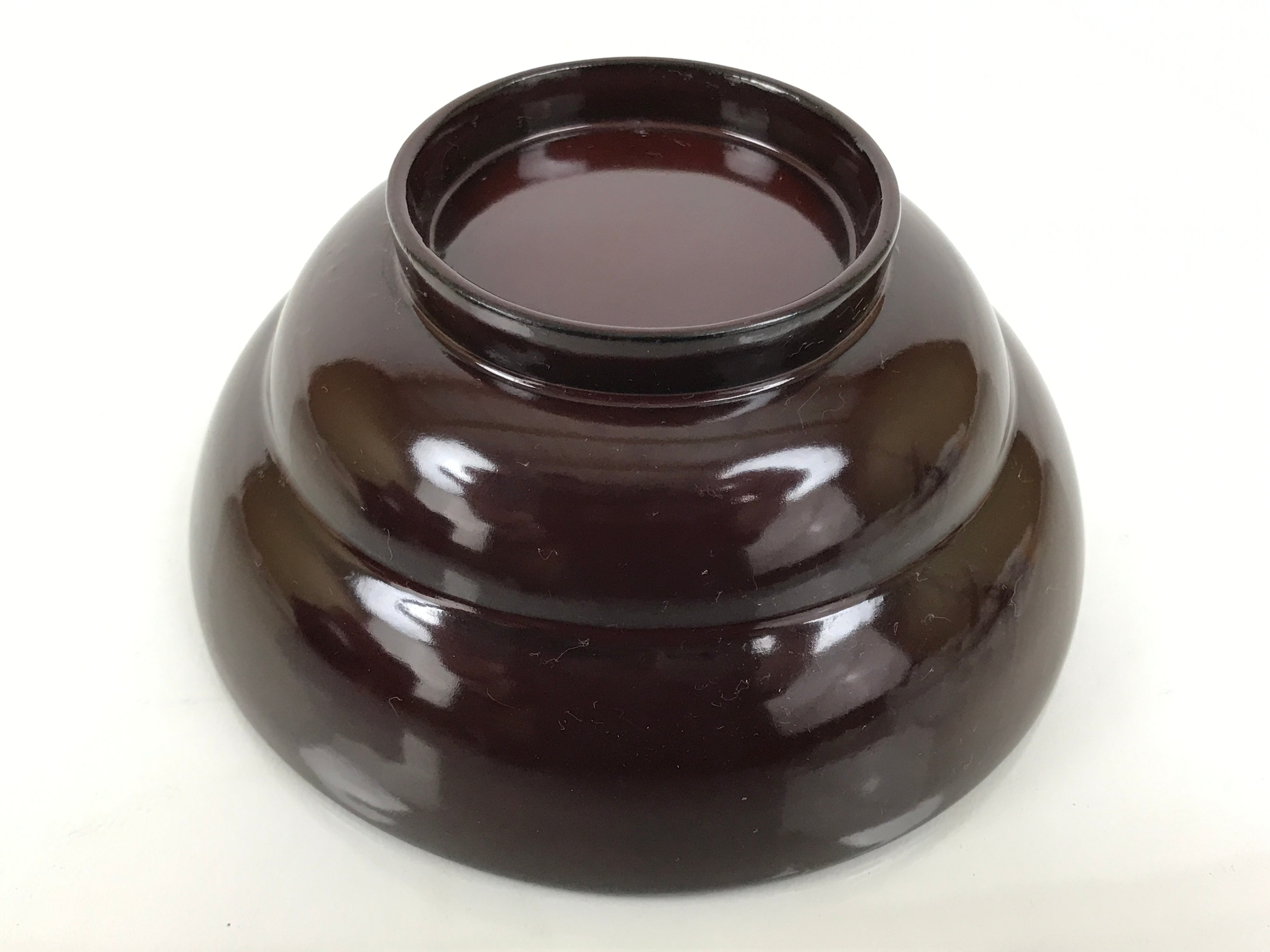 Japanese Lacquered Wooden Lidded Bowl Soup Owan Vtg Simple Brown Red LB206-KT - Bowl-chidorivintage.com