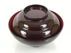 Japanese Lacquered Wooden Lidded Bowl Soup Owan Vtg Simple Brown Red LB207-KT - Bowl-chidorivintage.com