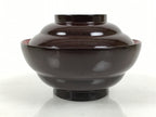 Japanese Lacquered Wooden Lidded Bowl Soup Owan Vtg Simple Brown Red LB207-KT - Bowl-chidorivintage.com