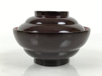 Japanese Lacquered Wooden Lidded Bowl Soup Owan Vtg Simple Brown Red LB207-KT - Bowl-chidorivintage.com