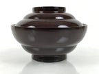 Japanese Lacquered Wooden Lidded Bowl Soup Owan Vtg Simple Brown Red LB207-KT - Bowl-chidorivintage.com