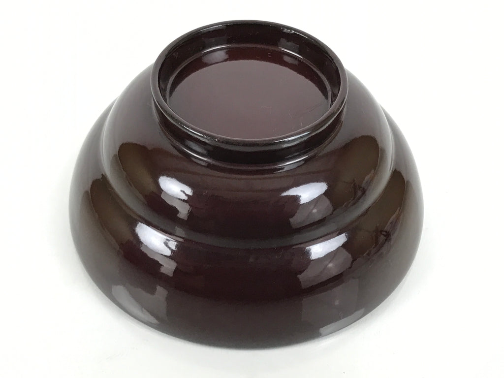 Japanese Lacquered Wooden Lidded Bowl Soup Owan Vtg Simple Brown Red LB207-KT - Bowl-chidorivintage.com