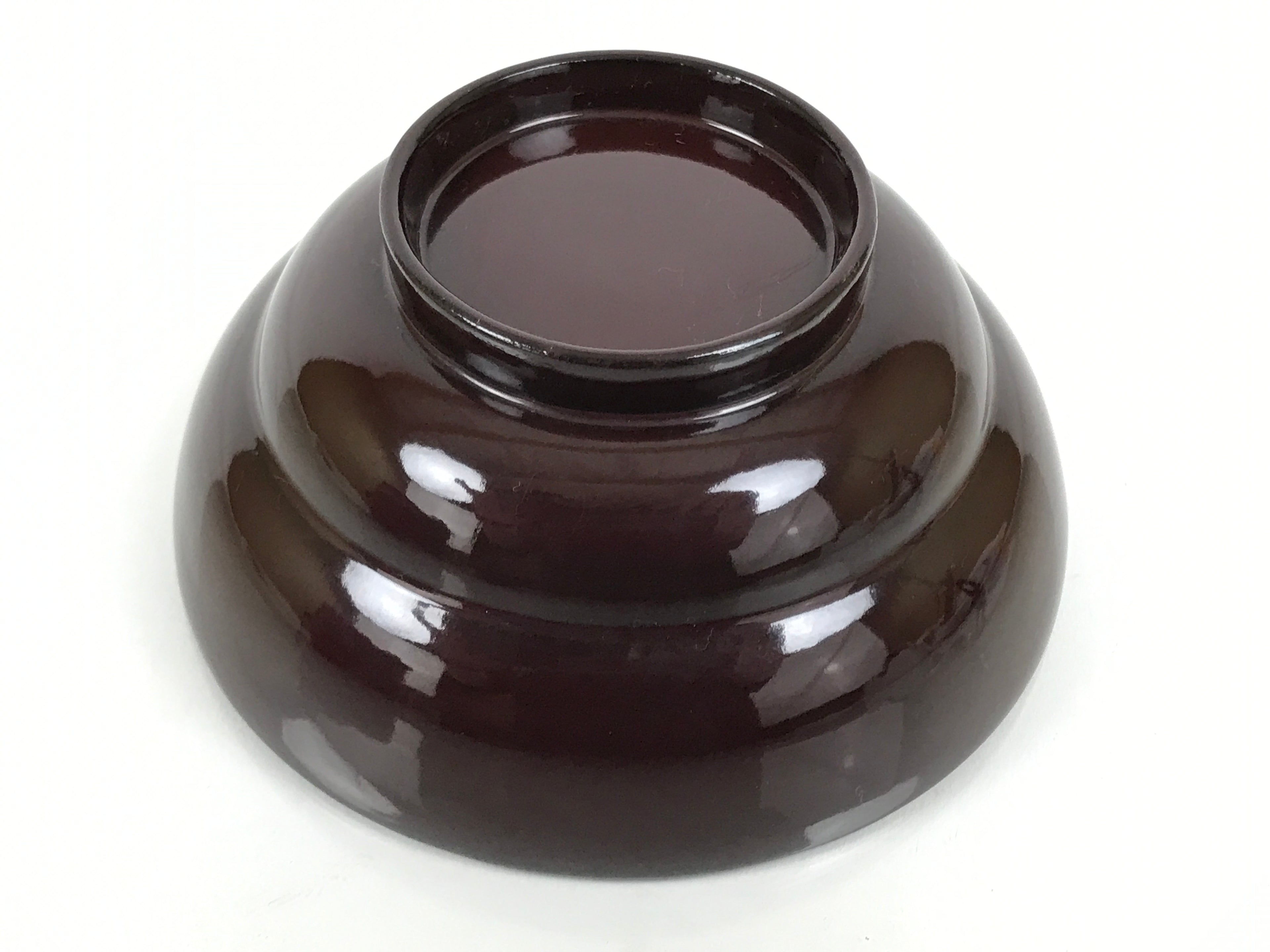 Japanese Lacquered Wooden Lidded Bowl Soup Owan Vtg Simple Brown Red LB207-KT - Bowl-chidorivintage.com