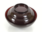 Japanese Lacquered Wooden Lidded Bowl Soup Owan Vtg Simple Brown Red LB208-KT - Bowl-chidorivintage.com