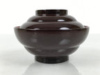 Japanese Lacquered Wooden Lidded Bowl Soup Owan Vtg Simple Brown Red LB208-KT - Bowl-chidorivintage.com