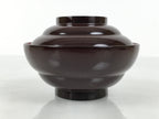 Japanese Lacquered Wooden Lidded Bowl Soup Owan Vtg Simple Brown Red LB208-KT - Bowl-chidorivintage.com