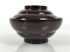 Japanese Lacquered Wooden Lidded Bowl Soup Owan Vtg Simple Brown Red LB208-KT - Bowl-chidorivintage.com