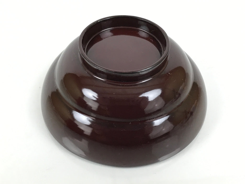 Japanese Lacquered Wooden Lidded Bowl Soup Owan Vtg Simple Brown Red LB208-KT - Bowl-chidorivintage.com