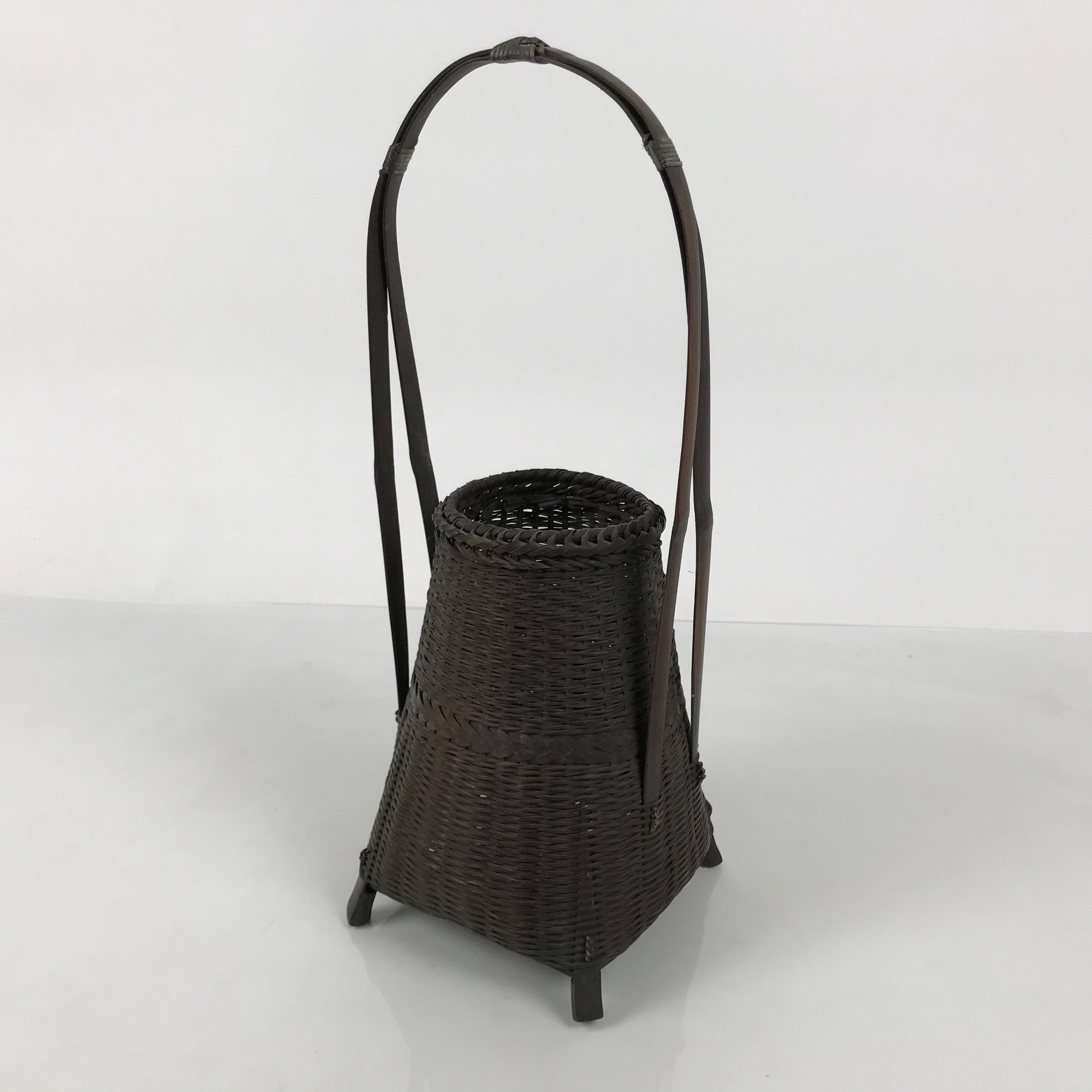 Japanese Handwoven Bamboo Basket Vtg Kago Ikebana Flower Arrangement Vase B268-KT - Basket-chidorivintage.com