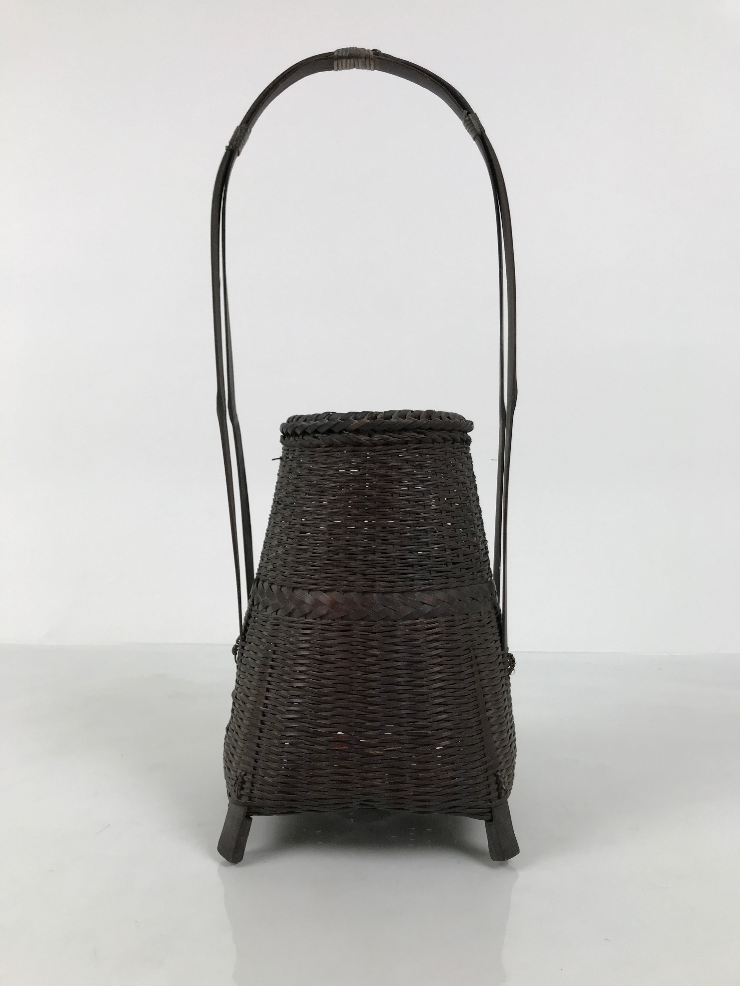 Japanese Handwoven Bamboo Basket Vtg Kago Ikebana Flower Arrangement Vase B268-KT - Basket-chidorivintage.com