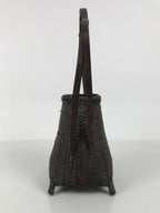 Japanese Handwoven Bamboo Basket Vtg Kago Ikebana Flower Arrangement Vase B268-KT - Basket-chidorivintage.com
