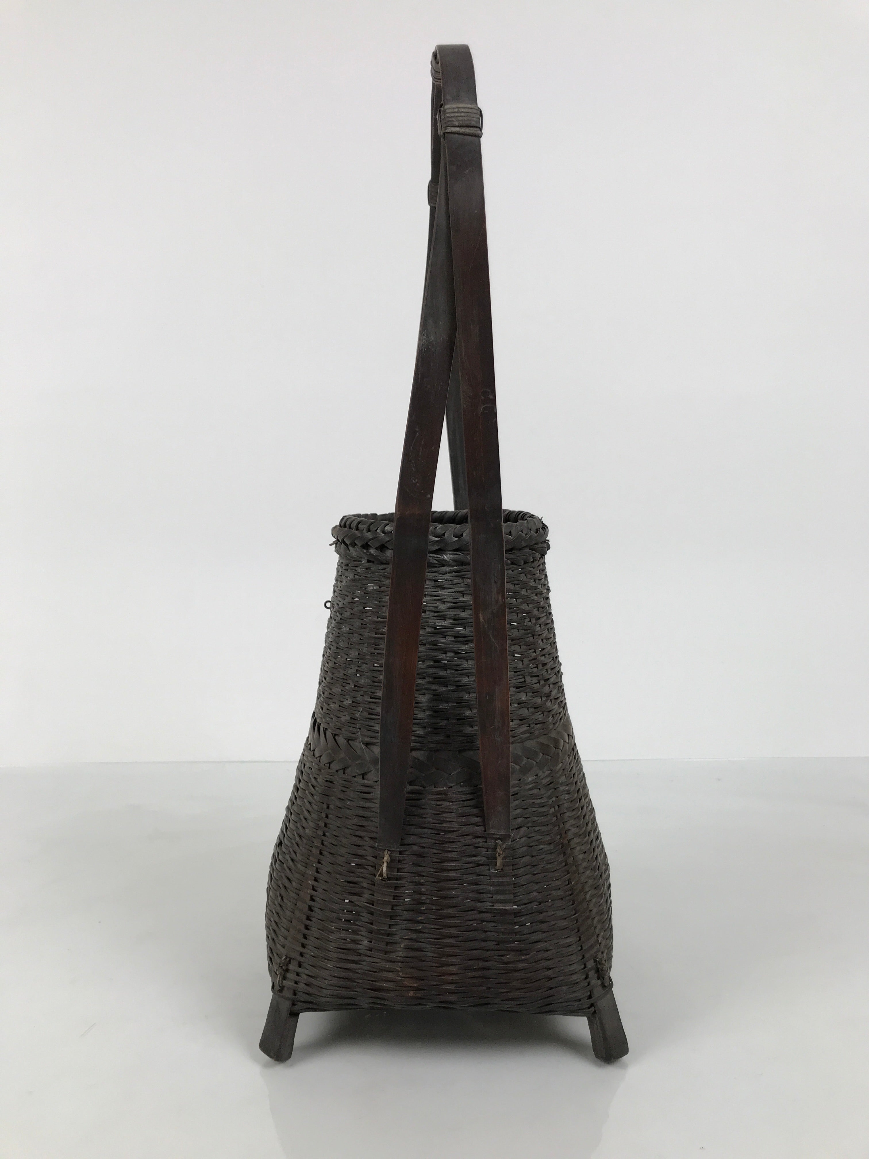 Japanese Handwoven Bamboo Basket Vtg Kago Ikebana Flower Arrangement Vase B268-KT - Basket-chidorivintage.com