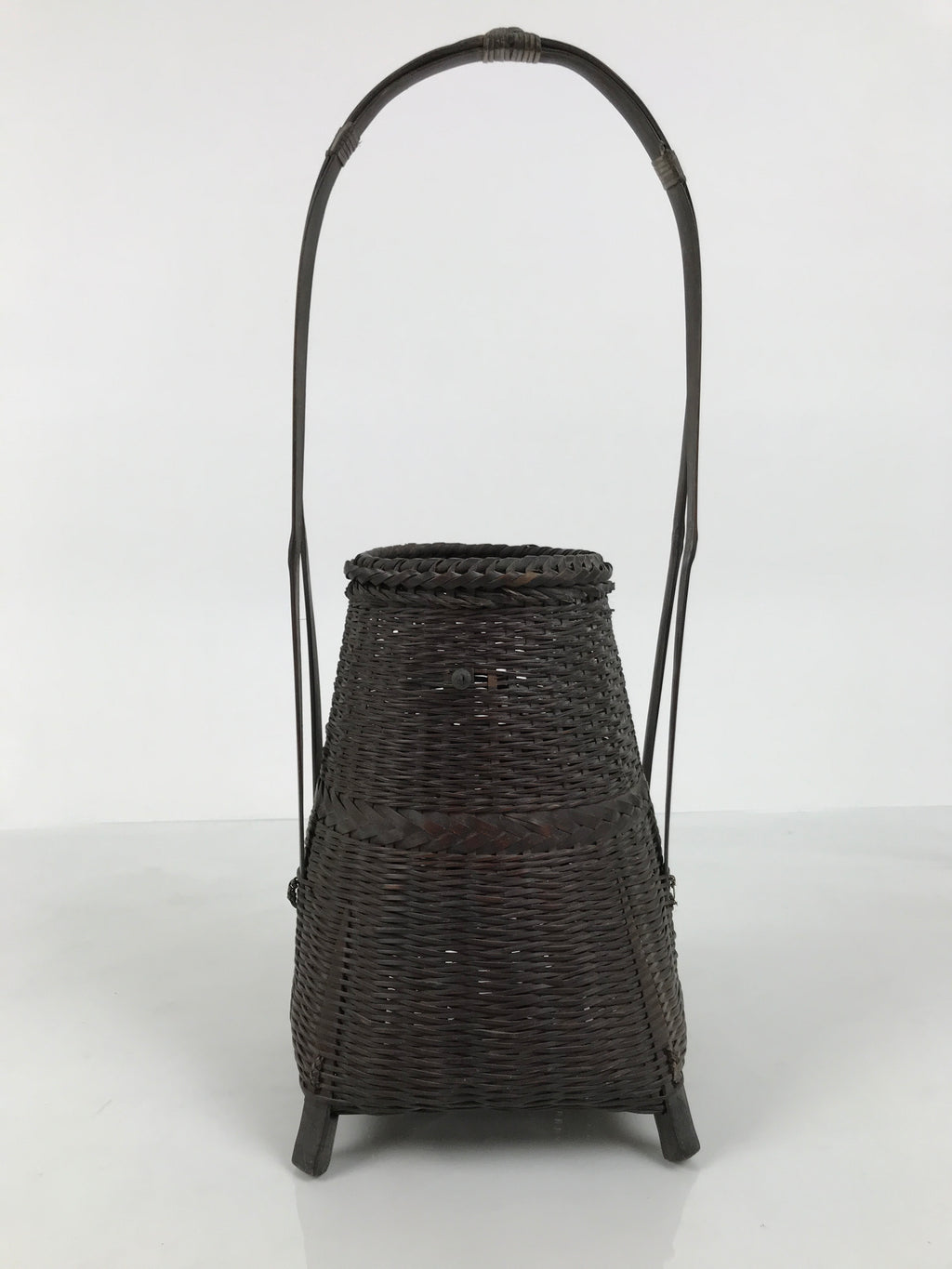 Japanese Handwoven Bamboo Basket Vtg Kago Ikebana Flower Arrangement Vase B268-KT - Basket-chidorivintage.com