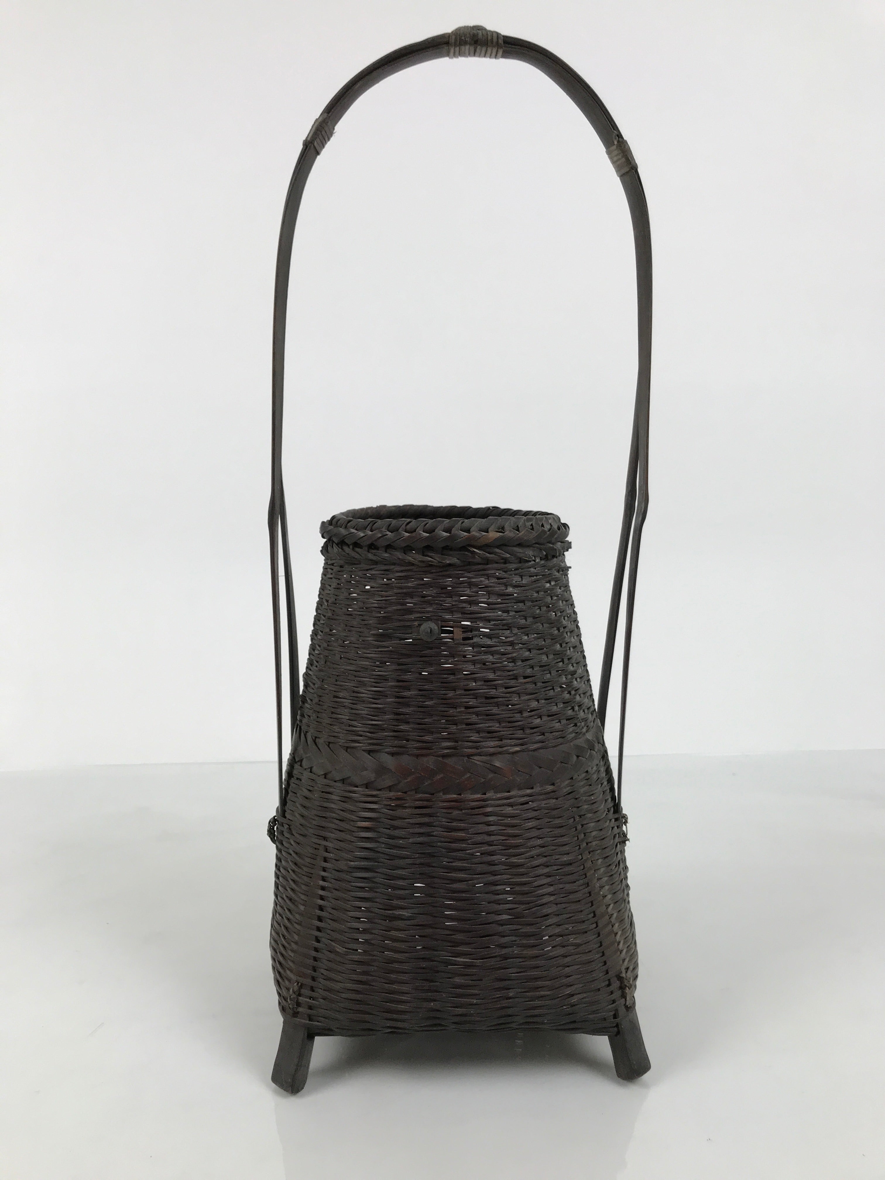Japanese Handwoven Bamboo Basket Vtg Kago Ikebana Flower Arrangement Vase B268-KT - Basket-chidorivintage.com