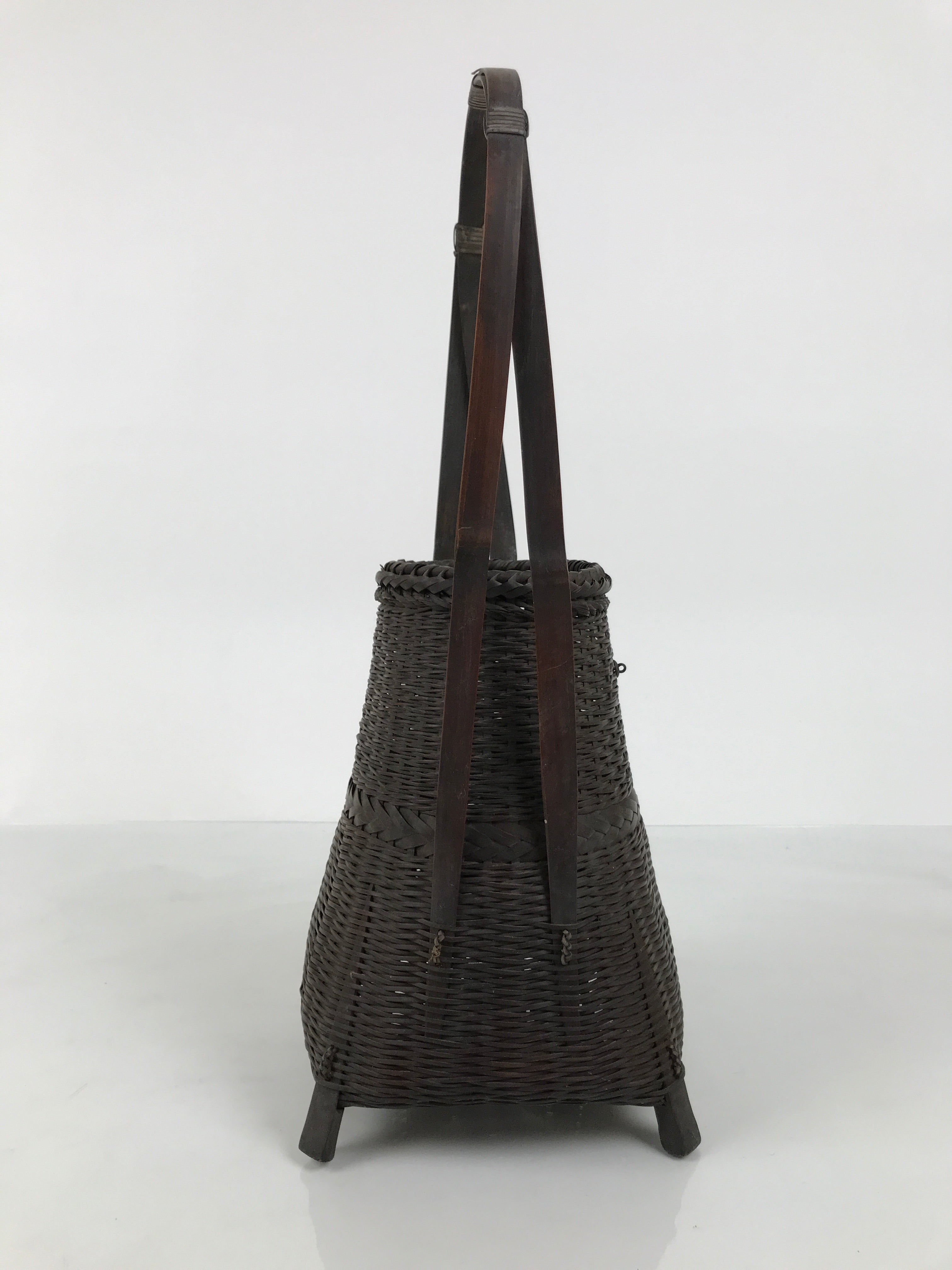 Japanese Handwoven Bamboo Basket Vtg Kago Ikebana Flower Arrangement Vase B268-KT - Basket-chidorivintage.com