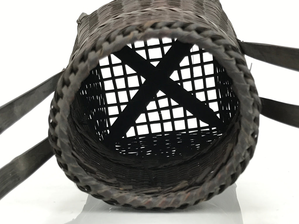 Japanese Handwoven Bamboo Basket Vtg Kago Ikebana Flower Arrangement Vase B268-KT - Basket-chidorivintage.com